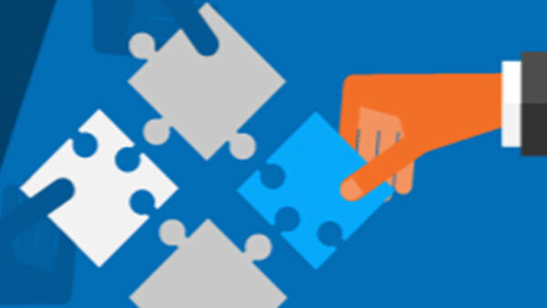 four puzzle pieces graphic